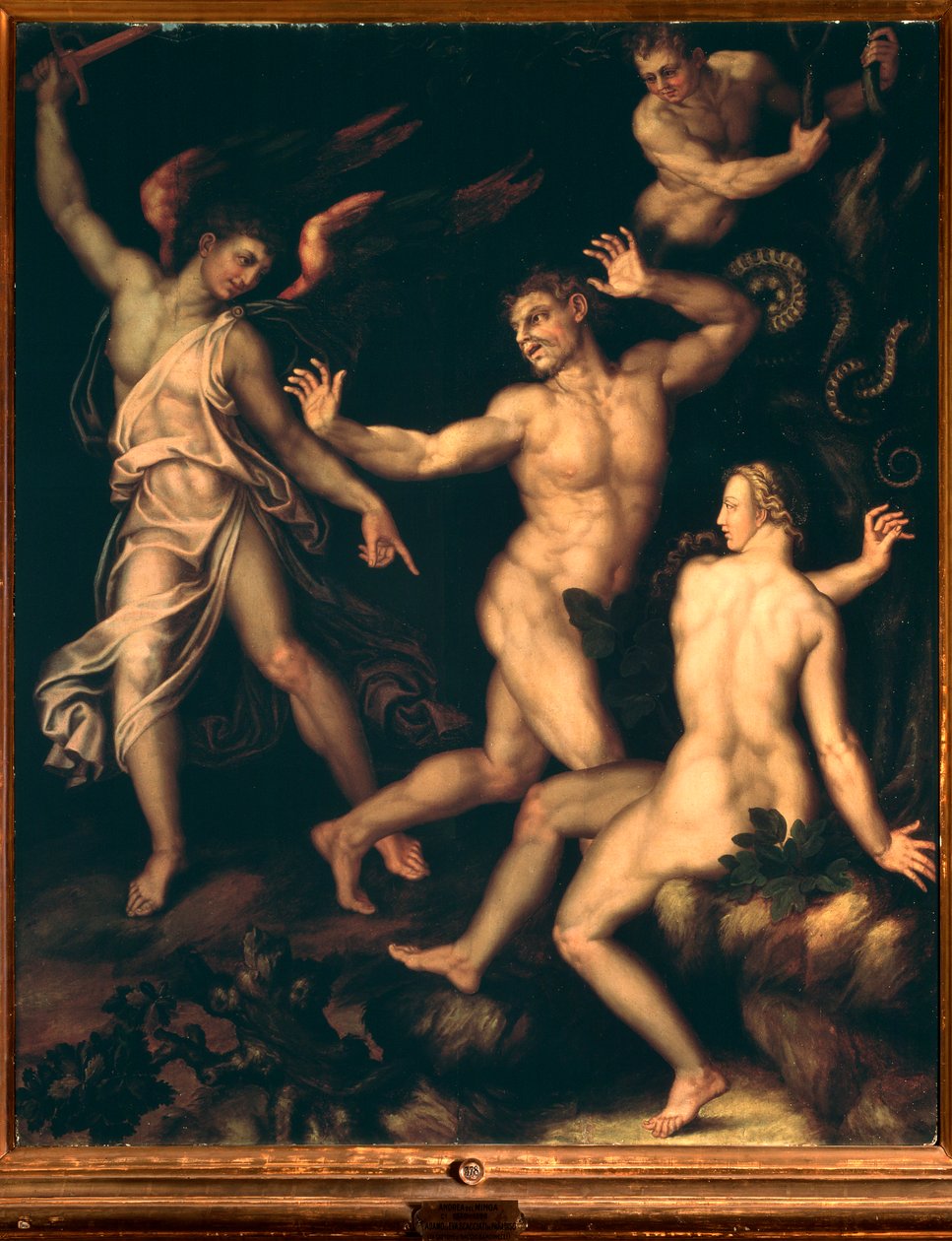 Ádám és Éva kiűzetett a paradicsomból (Festészet alkotó: Andrea di Mariotto del Minga