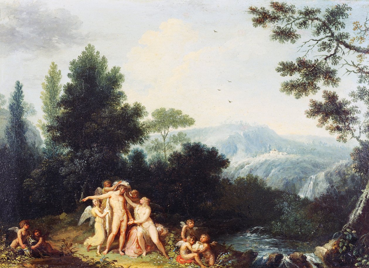 Mars és Vénusz, 1801 körül, Andrea Appiani (1754-1817), olaj, fa, 24,5x34,5 cm alkotó: Andrea the Elder Appiani