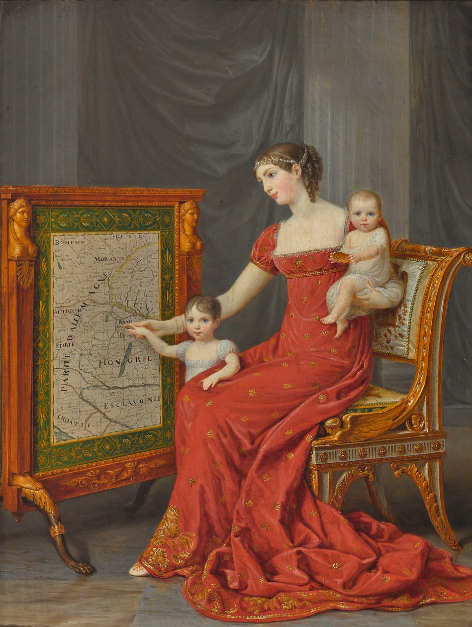 Auguszta bajor hercegnő (1788-1851), Leuchtenberg hercegnője, lányaival, Joséphine-nal és Eugénie-vel. alkotó: Andrea the Elder Appiani