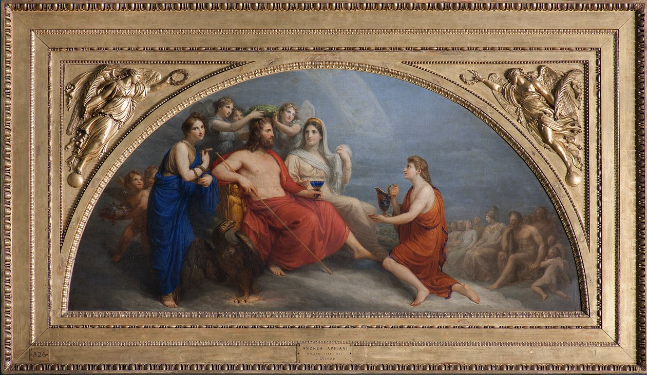 Az Olimposz (Jupiter, melyet az Órák mirthával koronáztak meg, egy földgömböt ajánl Ganymédésznek, hogy nektárt szolgáltasson fel) alkotó: Andrea the Elder Appiani
