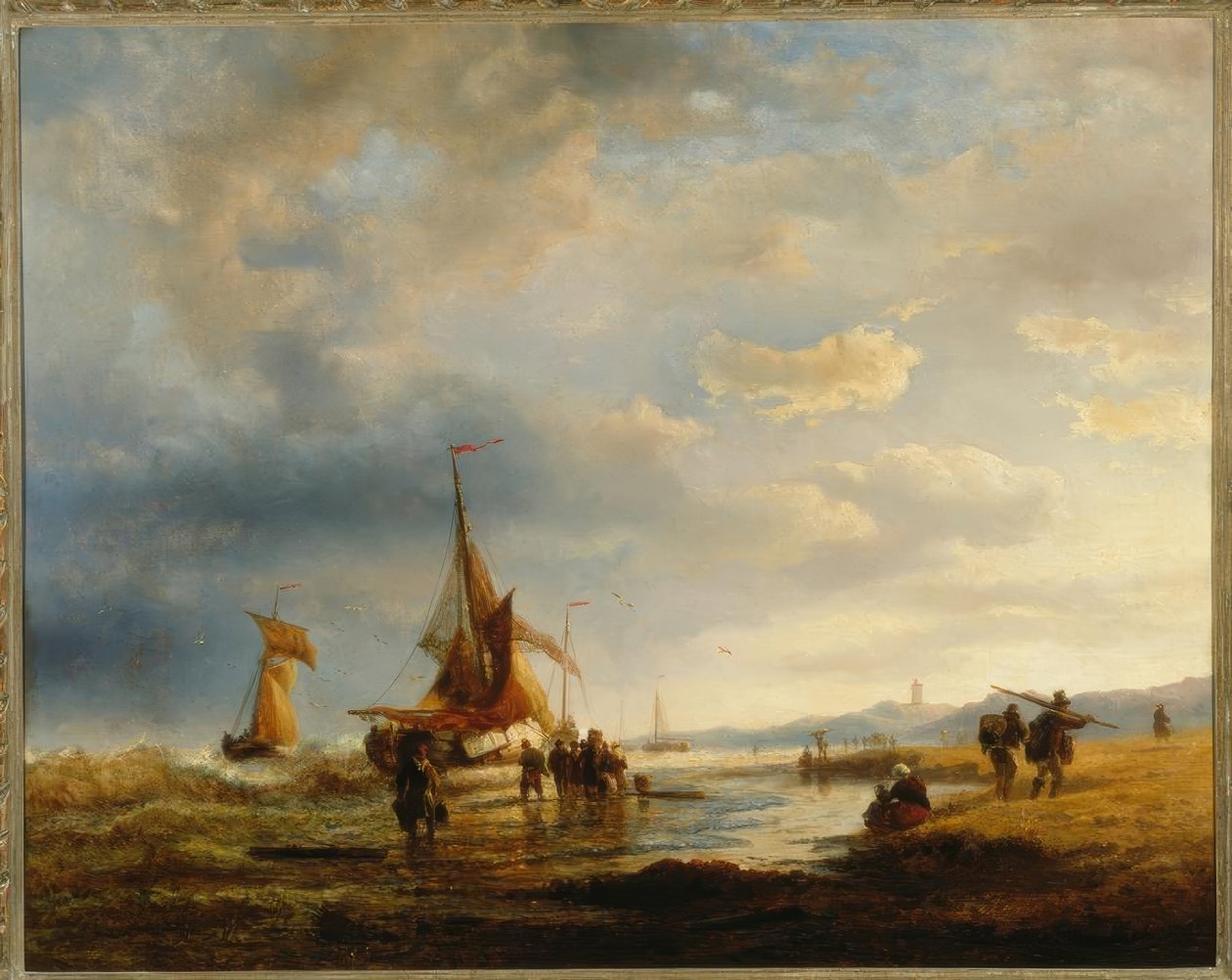A.Achenbach, halász a tengerparton alkotó: Andreas Achenbach