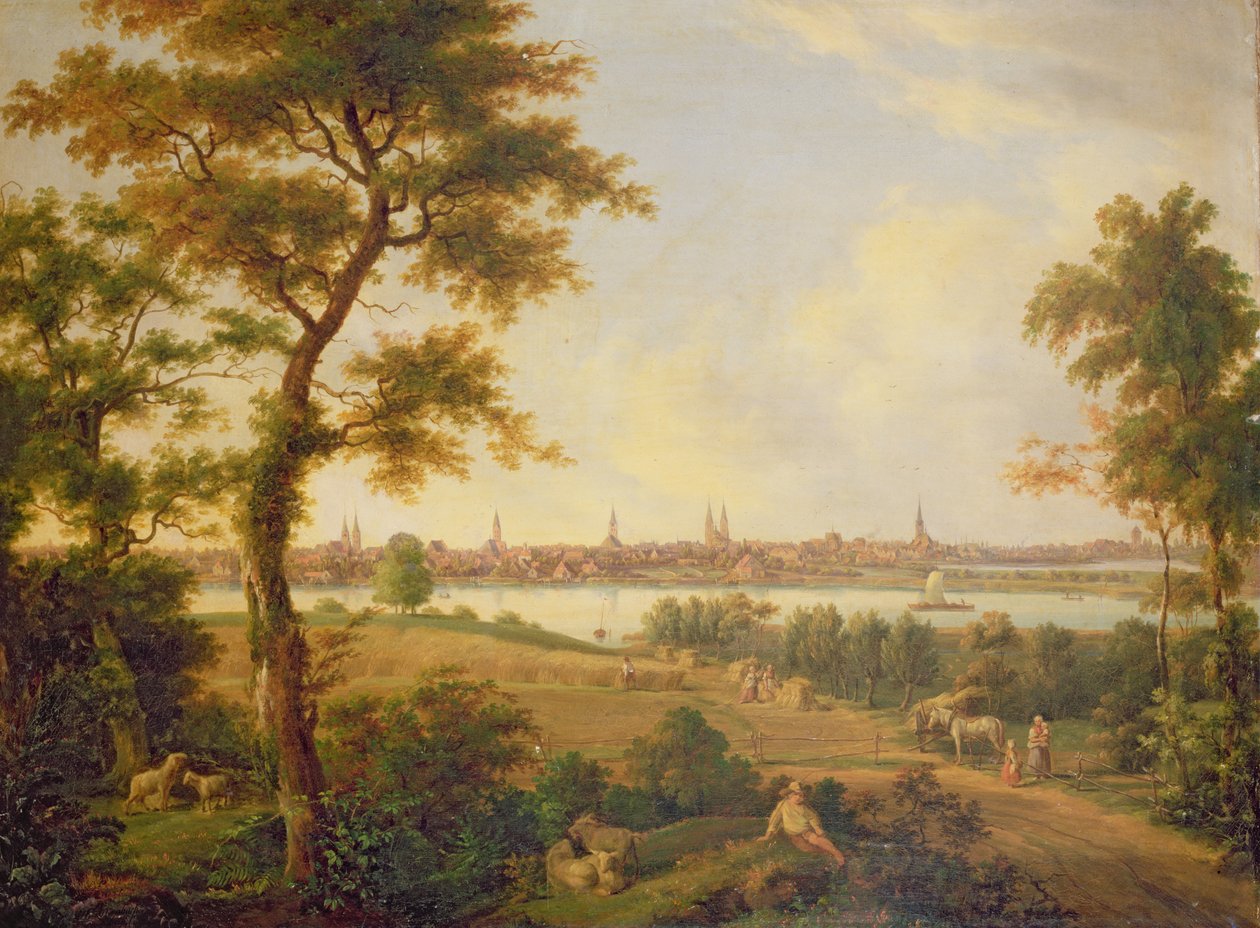 Lübeck látképe, 1869 alkotó: Andreas Achenbach