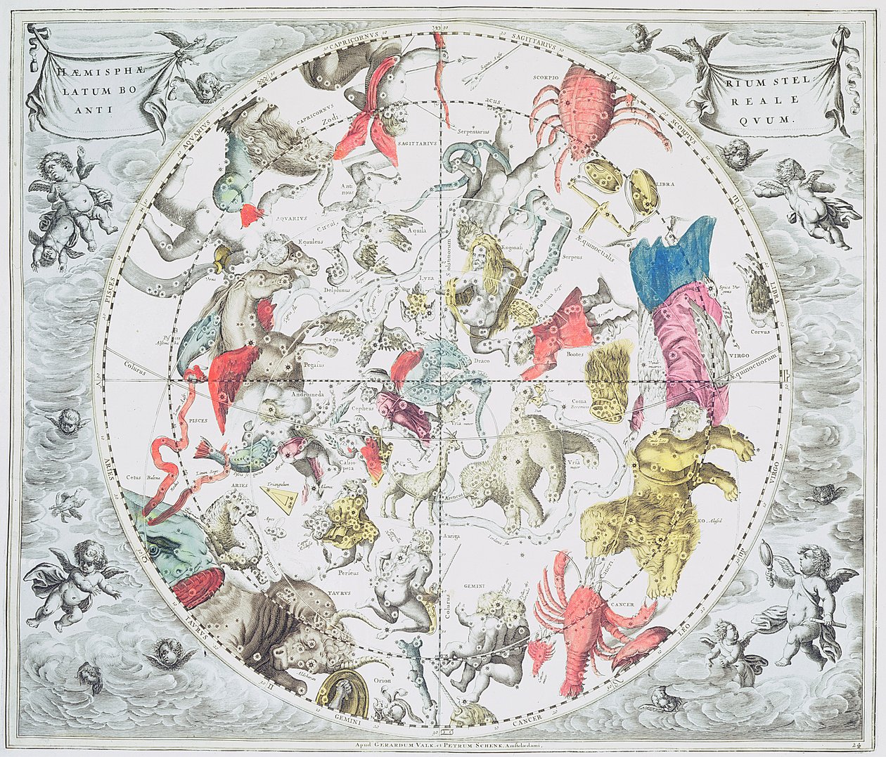 Az égi síkgömb az állatöv jegyeit mutató „Az égi atlasz, avagy az univerzum harmóniája” (atlas coelestis seu harmonia macrocosmica) kocsmából. Joannes Janssonius, Amszterdam, 166 alkotó: Andreas Cellarius