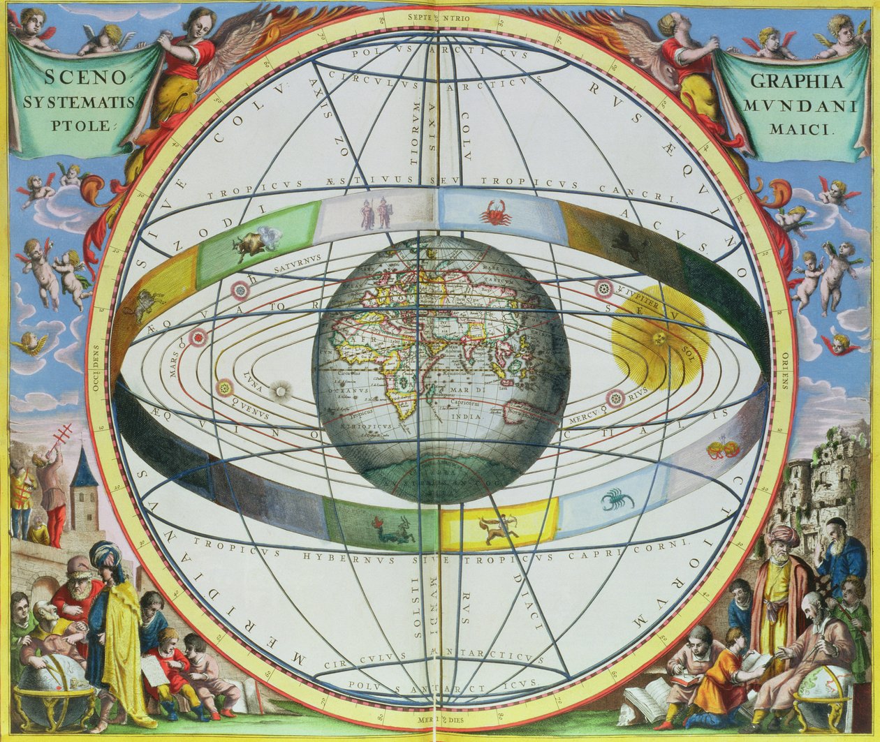 A keresztény csillagképek térképe, a Joannes Janssonius által kiadott "The Celestial Atlas, or The Harmony of the Universe" (Atlas coelestis seu harmonia macrocosmica) című kötetből, Amszterdam, 1660-61 (kézzel színezett en alkotó: Andreas Cellarius