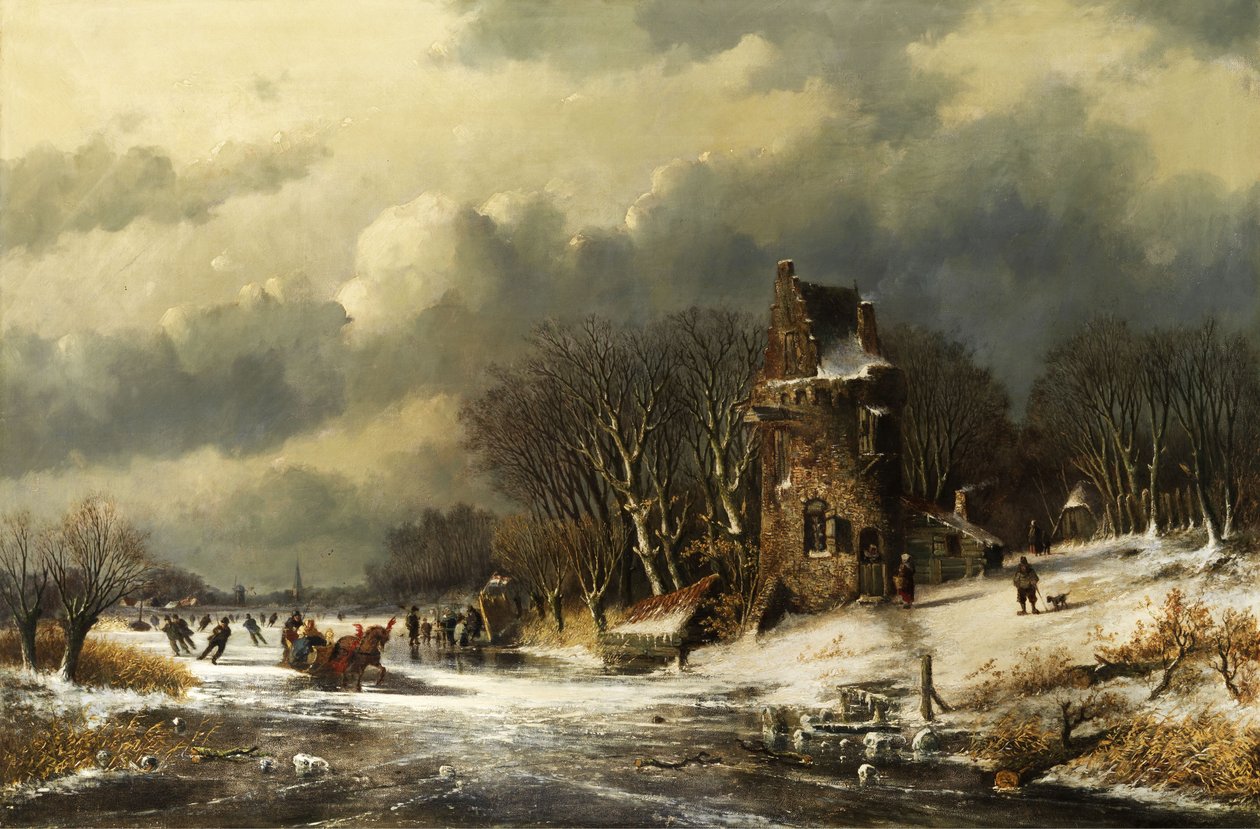 Holland táj figurákkal alkotó: Andreas Schelfhout