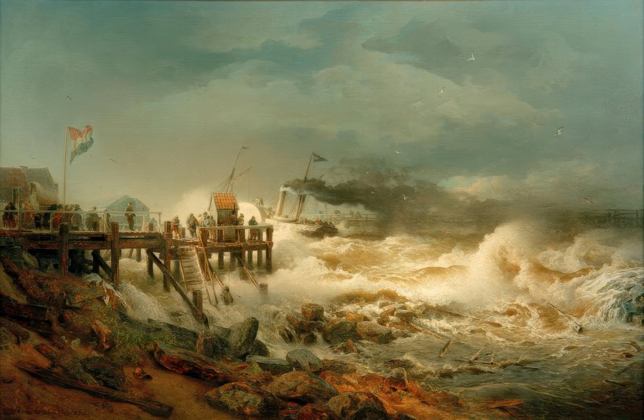 Gőzös indulása alkotó: Andreas Achenbach