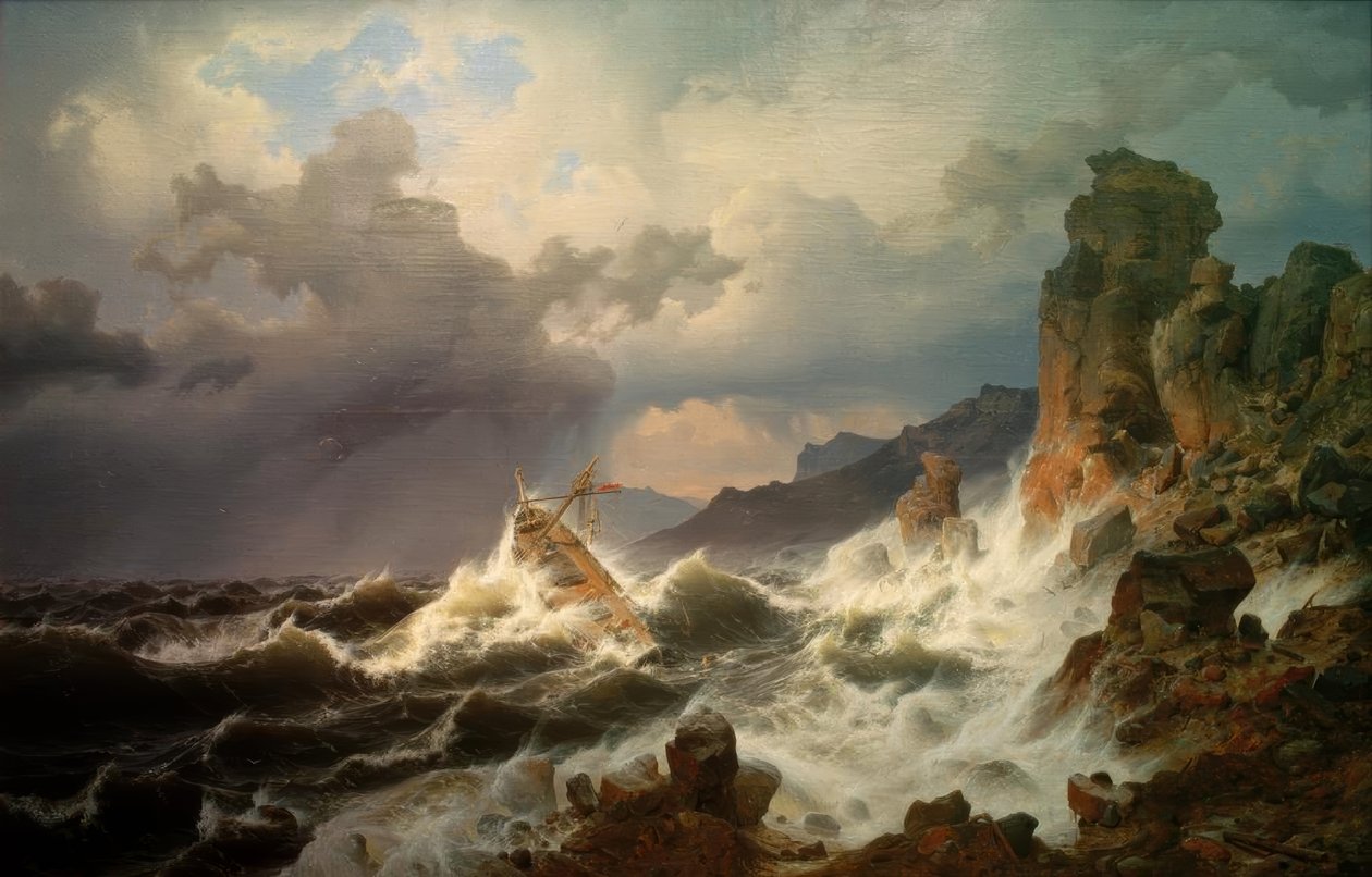 Tengeri vihar a norvég tengerparton alkotó: Andreas Achenbach