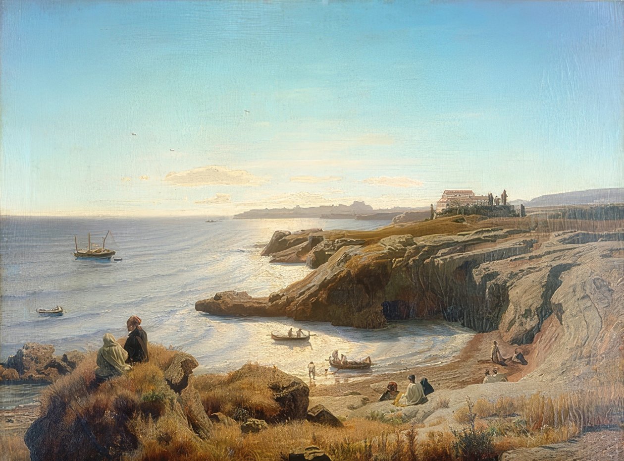 Siracusa partjai. 1861 alkotó: Andreas Achenbach