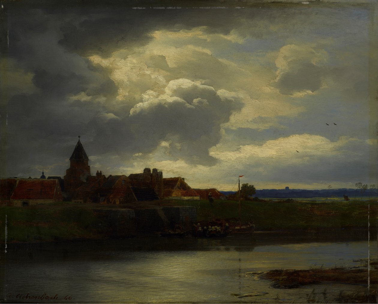 Tájkép egy folyóval alkotó: Andreas Achenbach