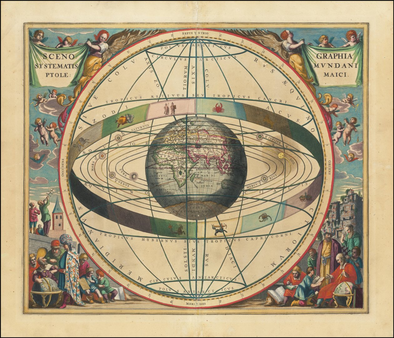 1660-as égi térkép - Scenographia Systematis Mundani Ptolemaici alkotó: Andreas Cellarius