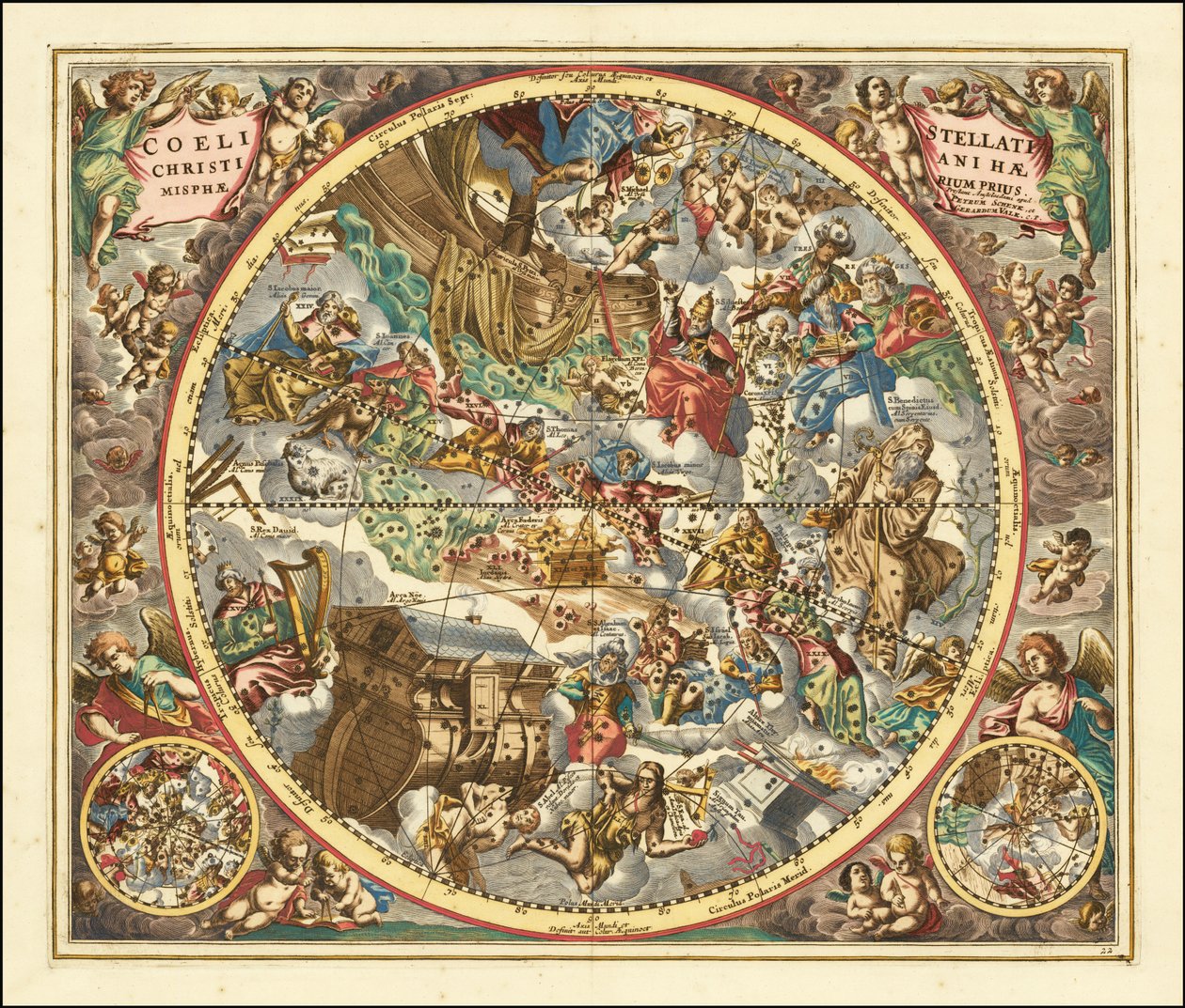 1660-as égi térkép a csillagképekről a keresztény szimbolika szerint alkotó: Andreas Cellarius