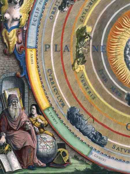 Csillagász, részlet a bolygók térképéről, a „Az égi atlasz, avagy a világegyetem harmóniája” (Atlas coelestis seu harmonia macrocosmica) kocsmából. Joannes Janssonius, Amszterdam alkotó: Andreas Cellarius