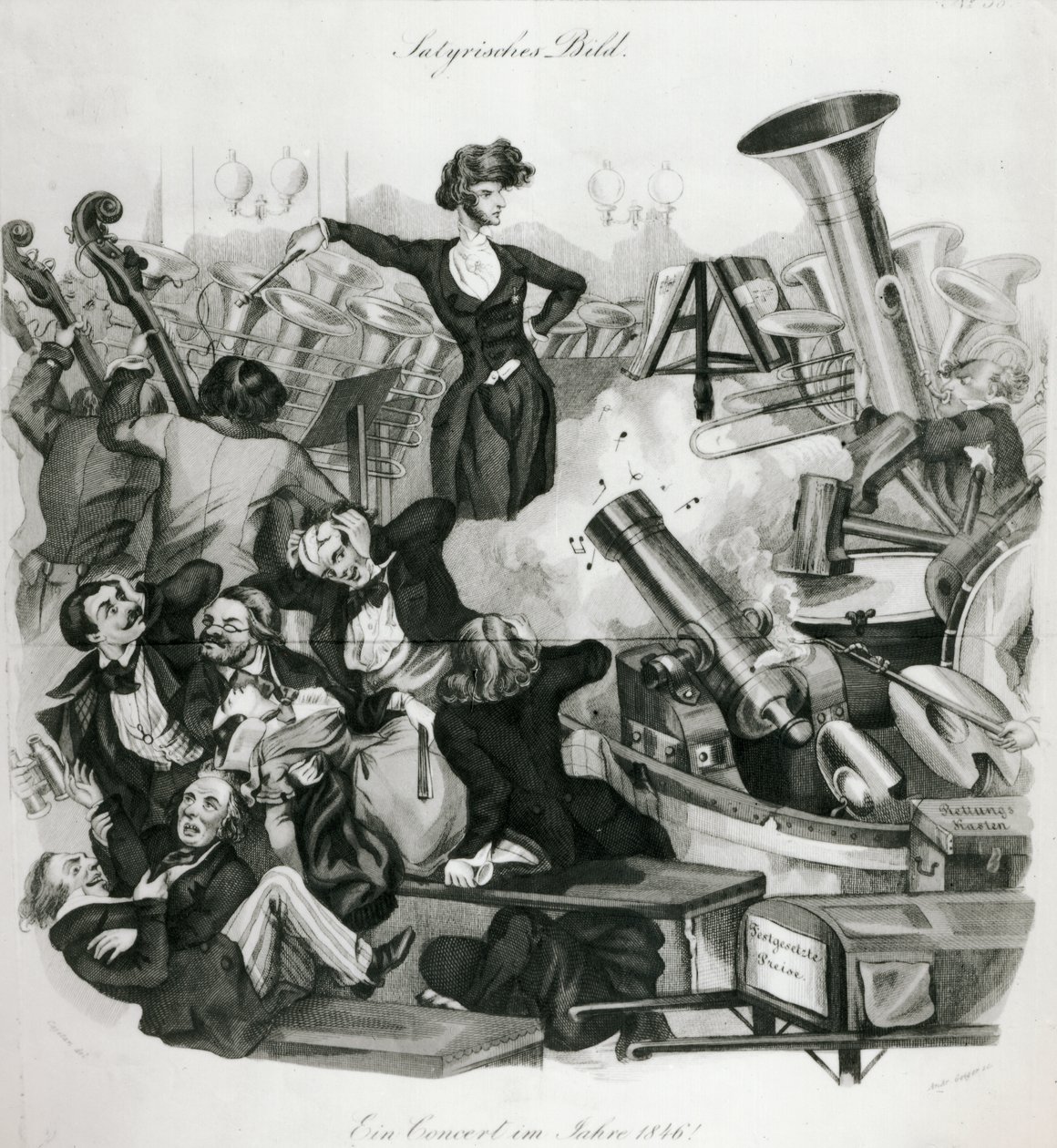 Hector Berlioz (1803-69) koncertje 1846-ban (metszet) alkotó: Andreas Geiger