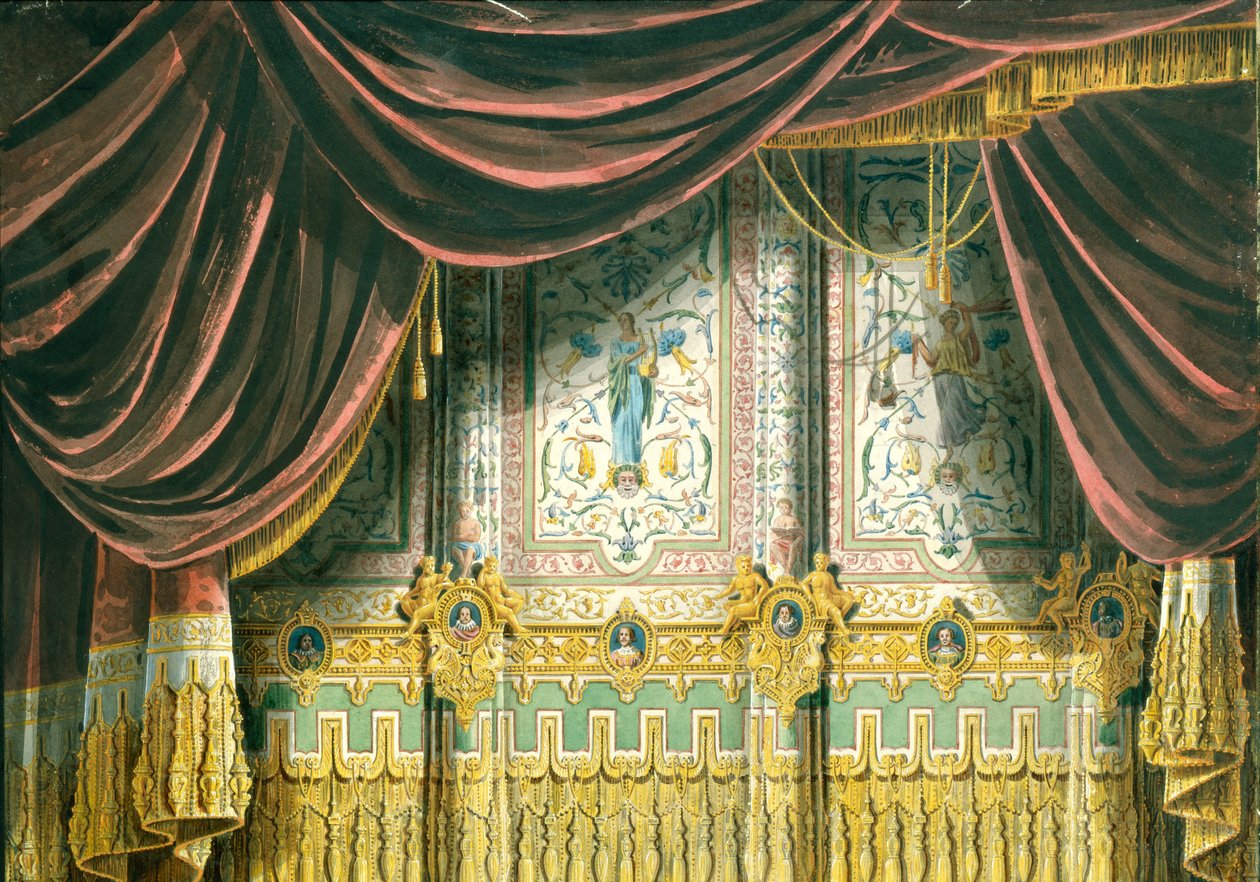 Vázlat a szentpétervári Michael Színház függönyéhez, 1852 alkotó: Andreas Leonhard Roller