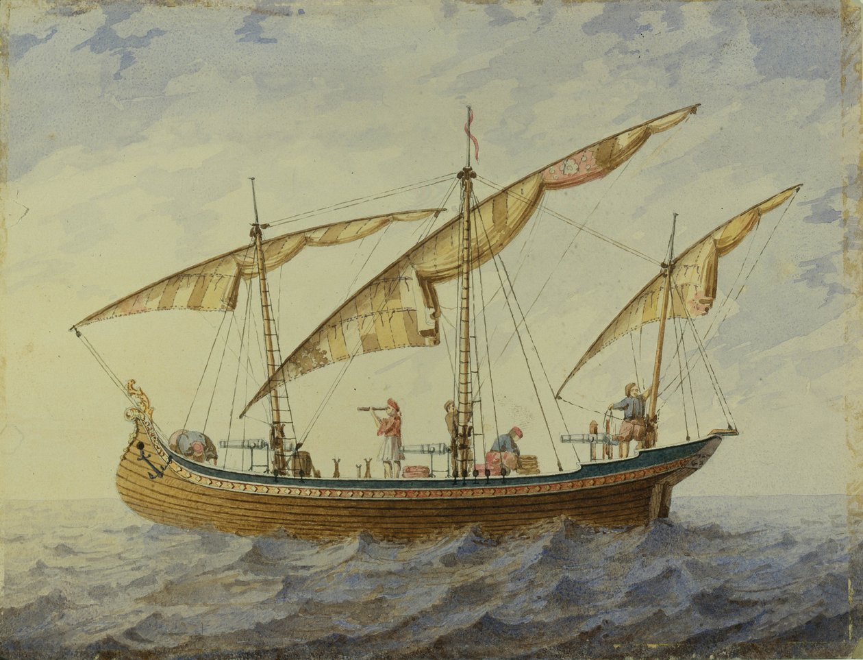 Színpadterv A. Adam Korzár című balettjéhez, 1863 alkotó: Andreas Leonhard Roller