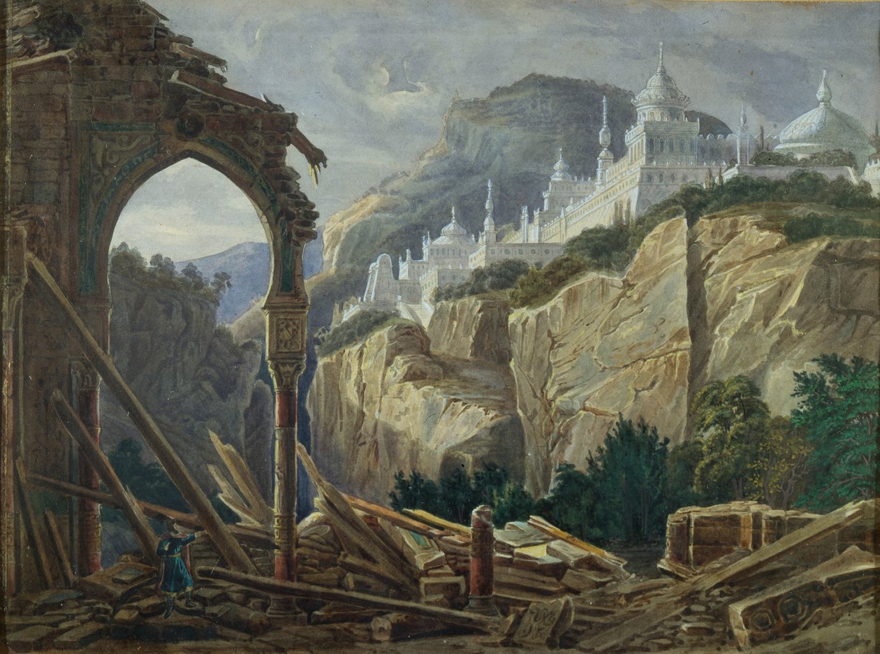 Színpadterv M. Glinka Ruslan és Ljudmila című operájához, 1842 alkotó: Andreas Leonhard Roller