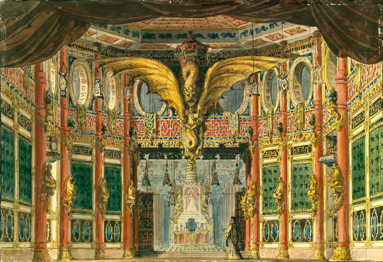 Színpadterv D. Auber A bronzló című operájához, 1837 alkotó: Andreas Leonhard Roller