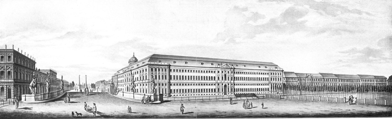 Kilátás a Breite Brückén át a Breite Straße-n keresztül a Neustädter Tor felé alkotó: Andreas Ludwig Kruger