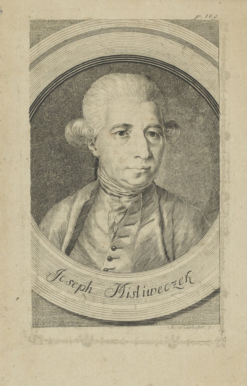 Josef Myslivecek zeneszerző portréja 1737-1781 , c. 1780. alkotó: Andreas Niederhofer