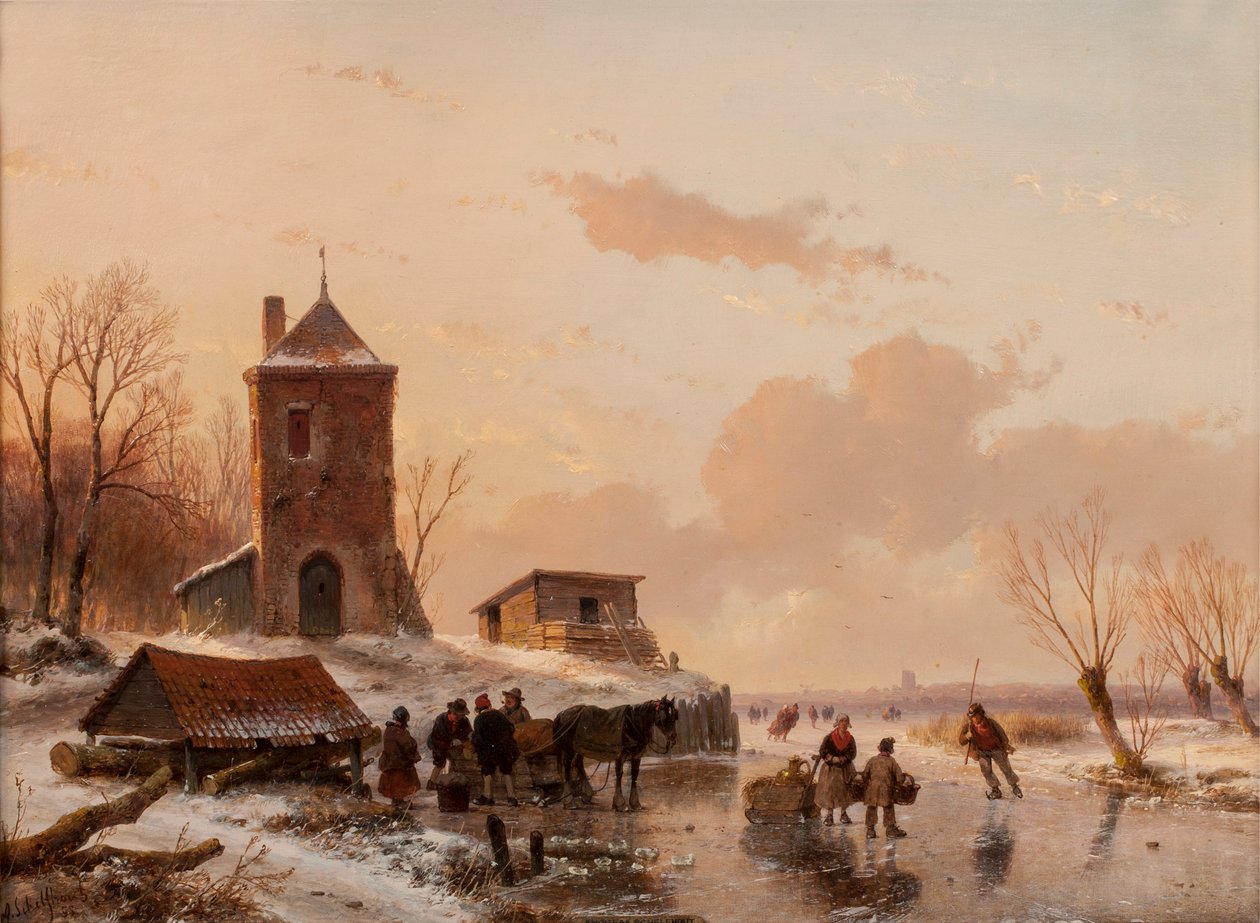 A szán betöltése alkotó: Andreas Schelfhout