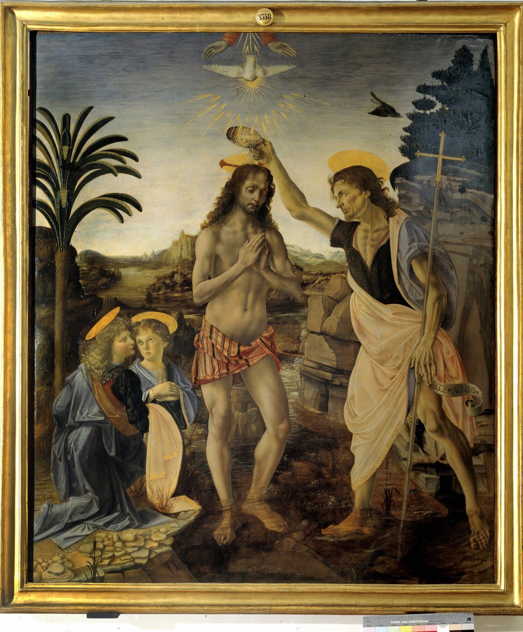 Krisztus keresztsége c. 1475-1478 alkotó: Andreea and Vinci Leonardo da Verrocchio