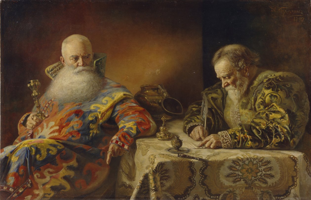 Rendeletet írnak, 1890 alkotó: Andrei Andreevich Karelin