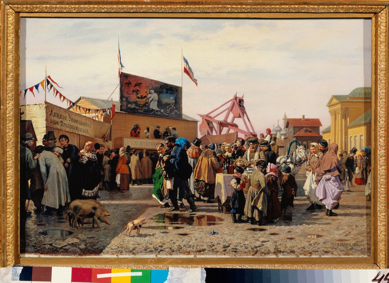 Vásári standok Tula (Oroszország) keleti piacán. Andrej Andrejevics Popov (1832-1896) festménye, olaj, vászon alkotó: Andrei Andreevich Popov