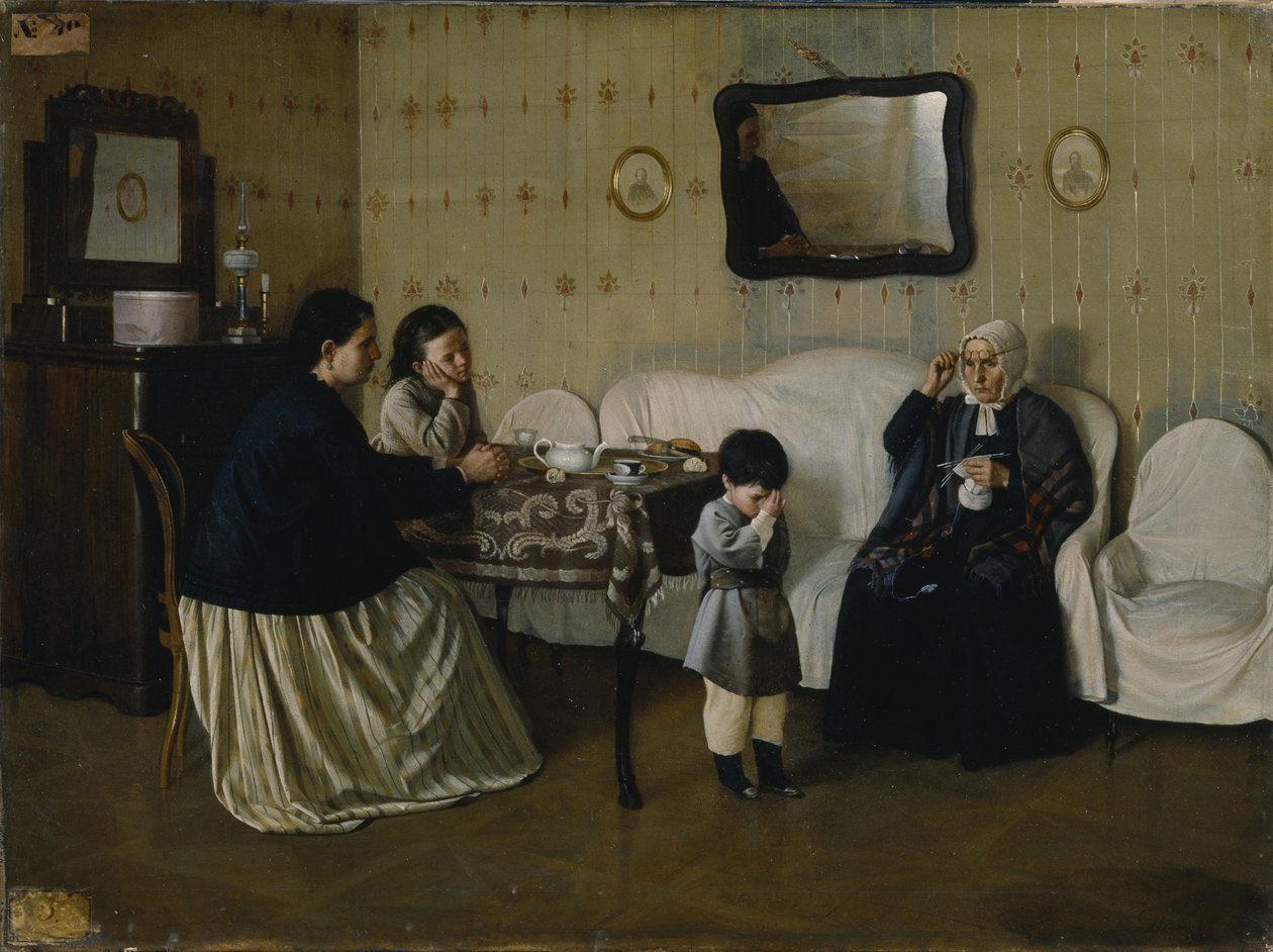 Családi Reggel. Tanítsd meg a gyermeket imádkozni, 1871 alkotó: Andrei Antipovich Rumyantsev