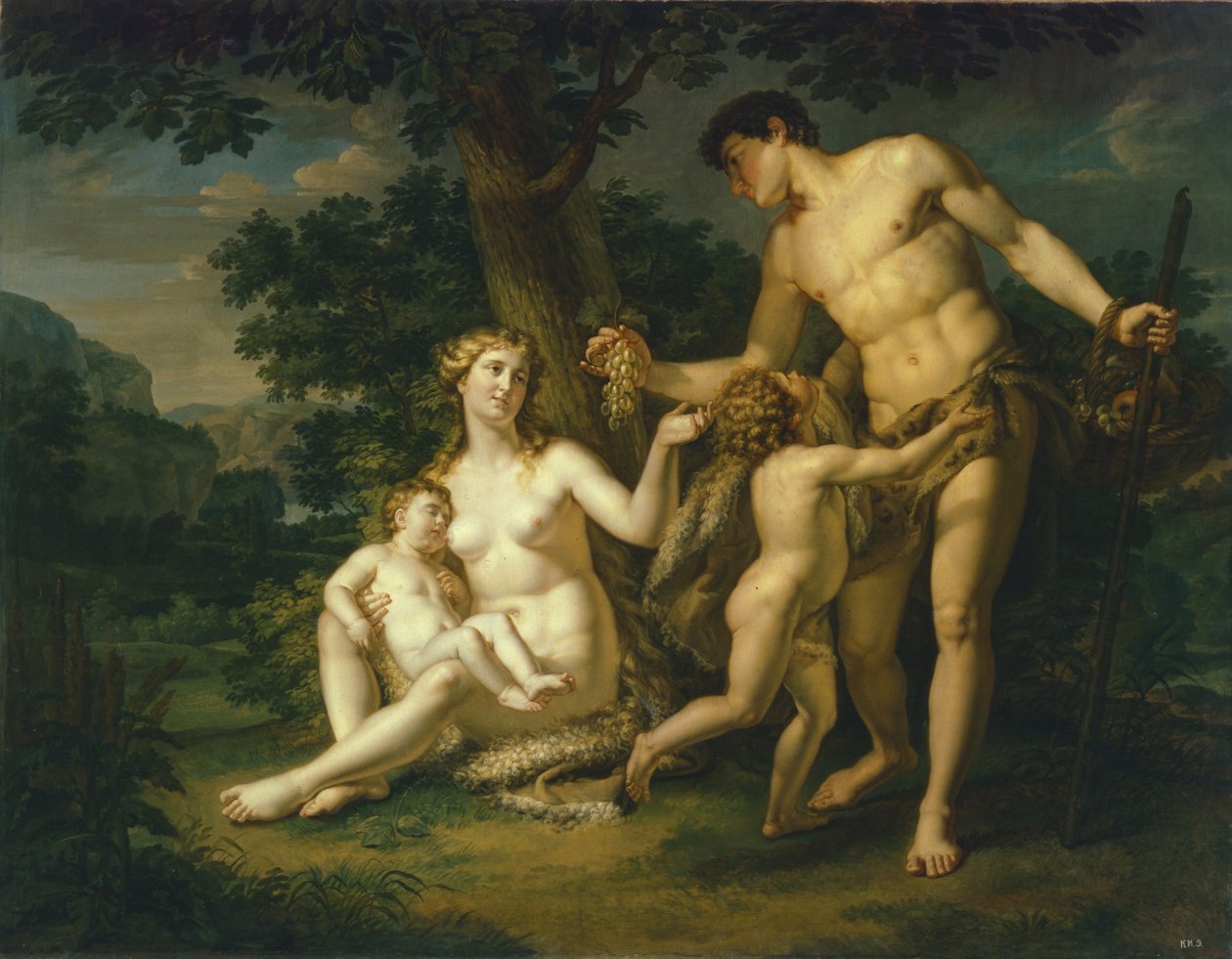 Ádám és Éva gyermekekkel egy fa alatt, 1803 alkotó: Andrei Ivanovich Ivanov