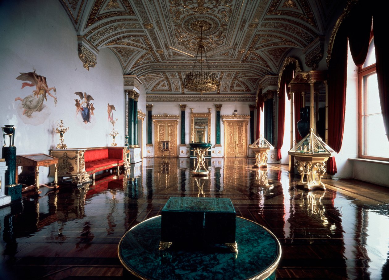 A Téli Palota Malachit terme, 1837-1839. alkotó: Andrei Ivanovich Stakenschneider