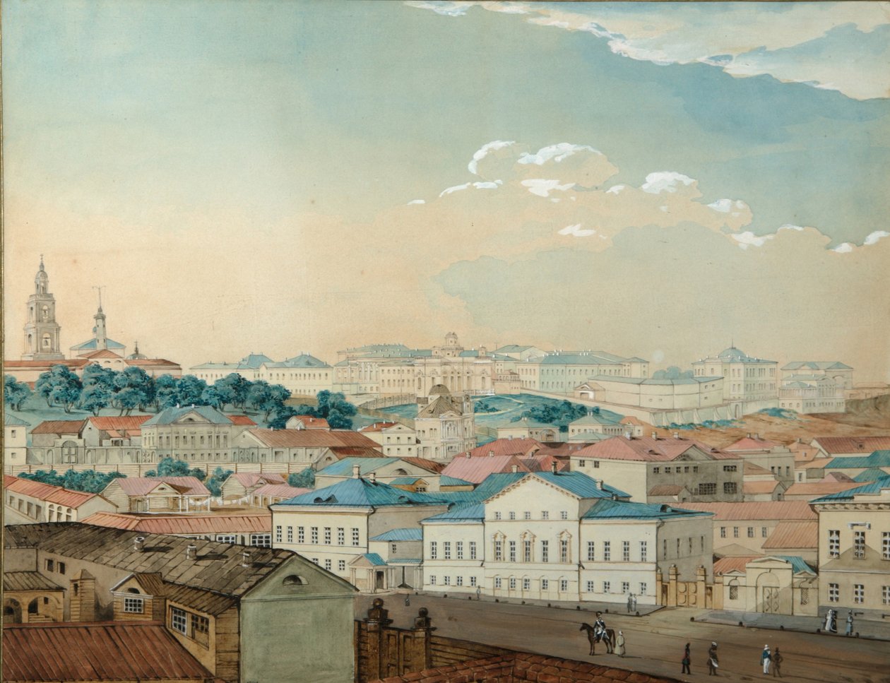 A kazanyi egyetem kilátása a Bolaq felől, 1842 alkotó: Andrei Nikolayevich Rakovich