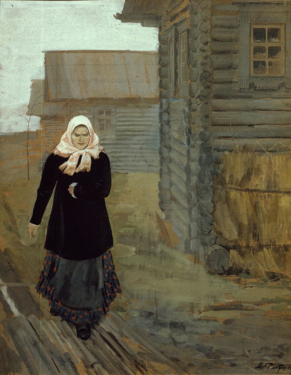 Egy vidéki faluban. Templomba járás, 1903 alkotó: Andrei Petrovich Ryabushkin