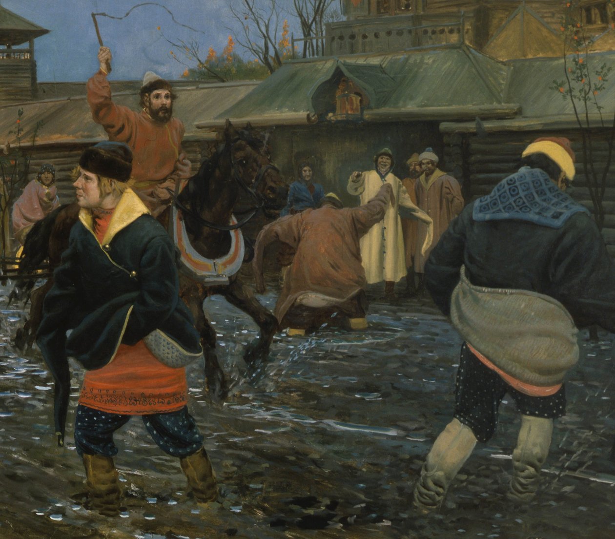 A tizenhetedik századi Moszkva utca egy munkaszüneti napon alkotó: Andrei Petrovich Ryabushkin