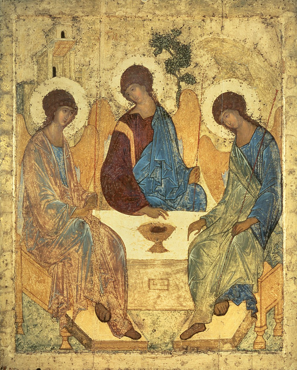 A Szentháromság, 1420-as évek (tempera a panelen) (a másolatot lásd: 40956) alkotó: Andrei Rublev
