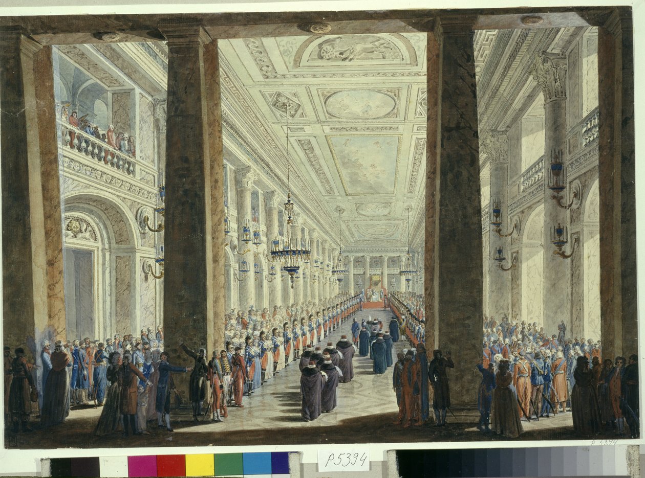 II. Katalin orosz császárnő (1729-1796) partija a szentpétervári Téli Palotában a török ​​nagykövet tiszteletére (fogadás a török ​​nagykövet tiszteletére). Andrej Voronikhin (1759-1814) munkája alkotó: Andrei Voronikhine