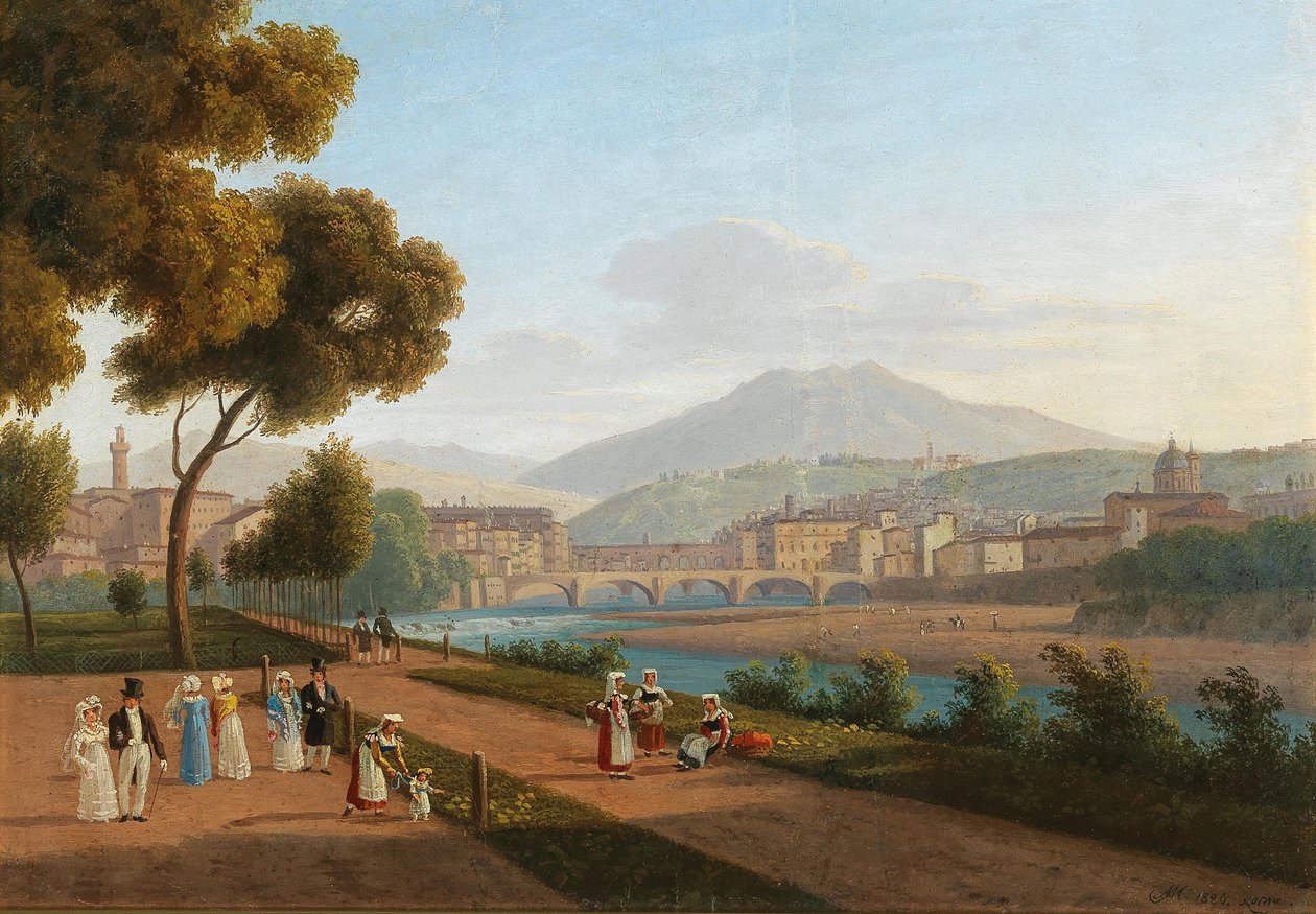 Firenze, kilátás a Ponte Vecchióra, 1826. alkotó: Andrei Yefimovich Martynov