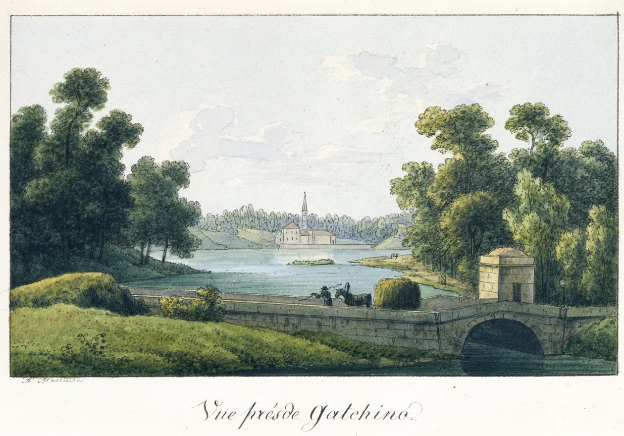 A Gatchina-i Priory Palace, 1817 előtt alkotó: Andrei Yefimovich Martynov