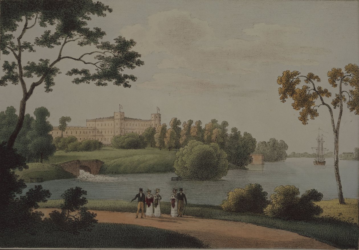 Kilátás a Fő Gatchina palotára, 1821 alkotó: Andrei Yefimovich Martynov