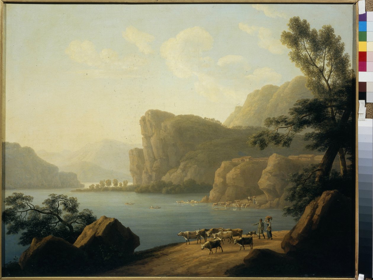 ""Kilátás a Szelenga folyóra Szibériában"" Andrej Jefimovics Martynov (1768-1826) festménye 1817 - Olaj, vászon Mérete 64,3x80 cm Állami Tretyakov Galéria, Moszkva alkotó: Andrei Yefimovich Martynov