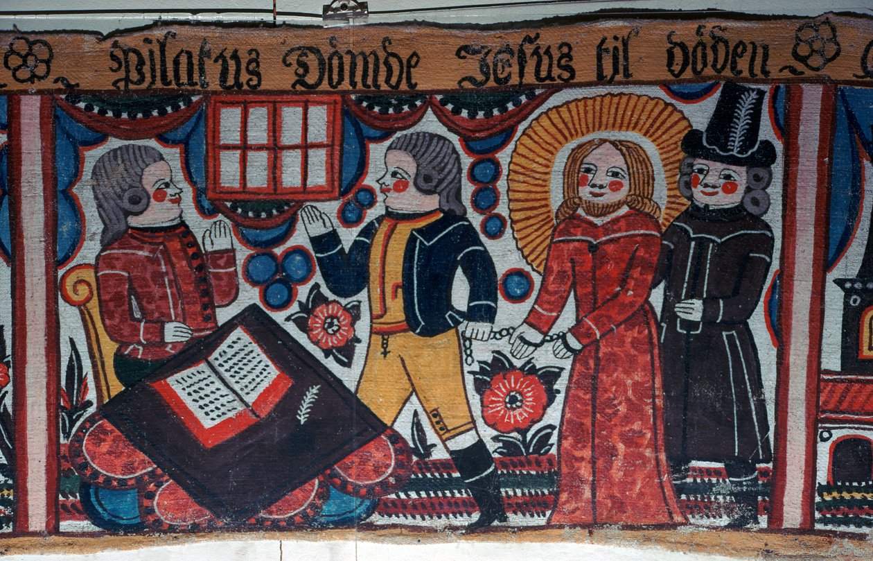 Krisztus ábrázolása Poncius Pilátus előtt Svédországból, XIX alkotó: Andres Palsson
