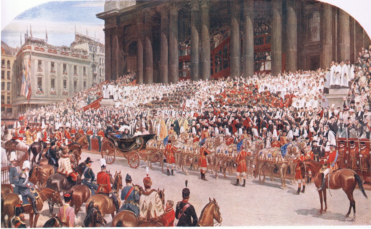 St Pauls Cathedral: Queen Victorias Diamond Jubilee, 1897. június 22., Cassells History of the British People, kiadta a Waverley Book Company Limited, 1940 körül alkotó: Andrew Carrick Gow