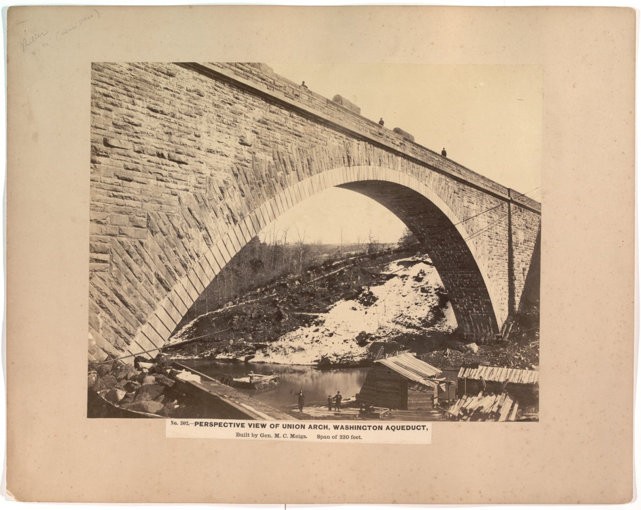 No. 302. Perspektivikus nézet a Union Arch-ról, Washington Aqueduct, 1861-1865 körül (szépia fotó) alkotó: Andrew Joseph Russell
