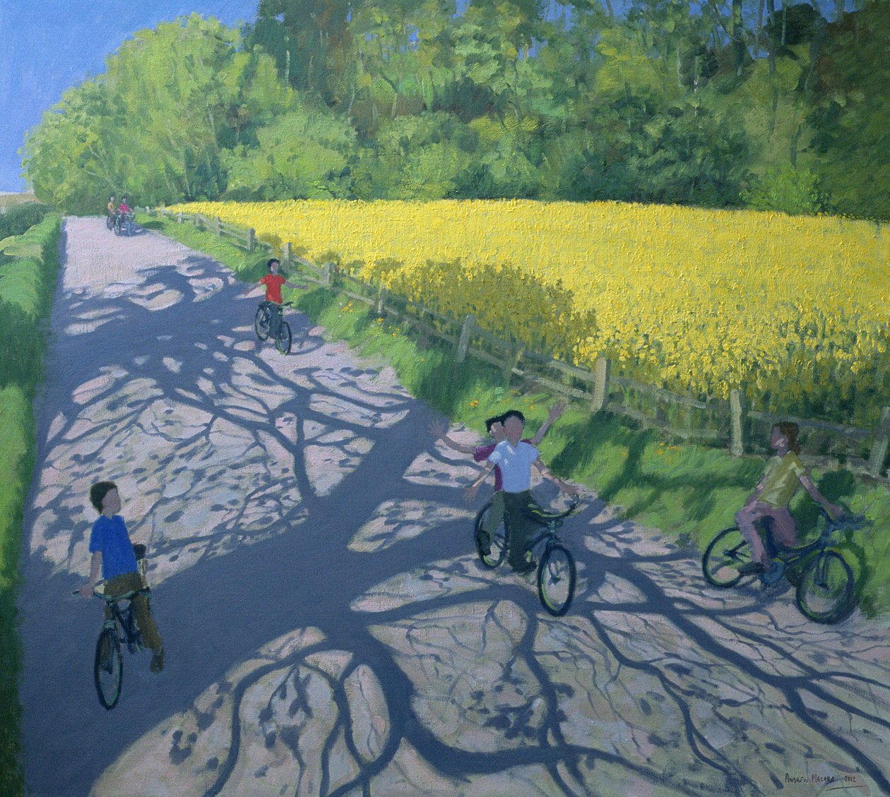 Kerékpárosok és sárga mező, Kedleston, Derby alkotó: Andrew Macara