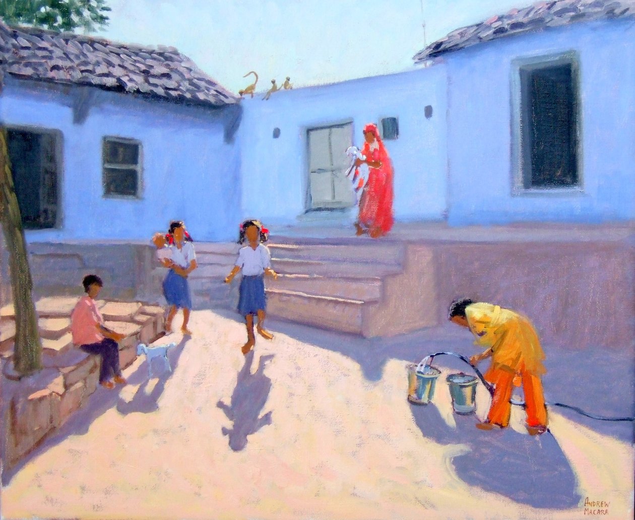 Vízvödrök feltöltése, Rajasthan, India alkotó: Andrew Macara