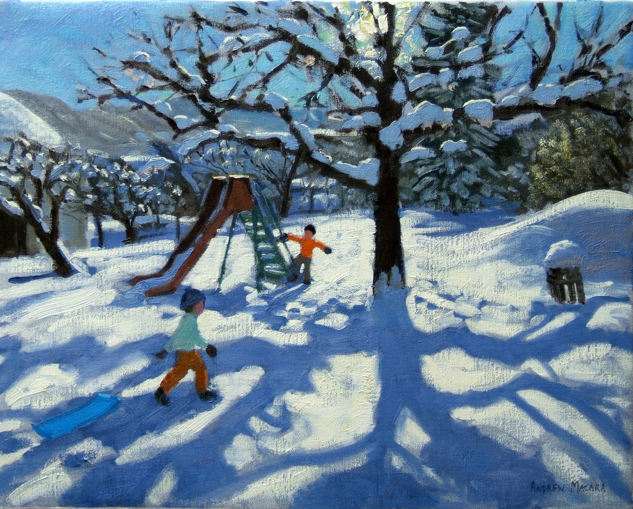 A csúszda télen, Bourg, St Moritz alkotó: Andrew Macara