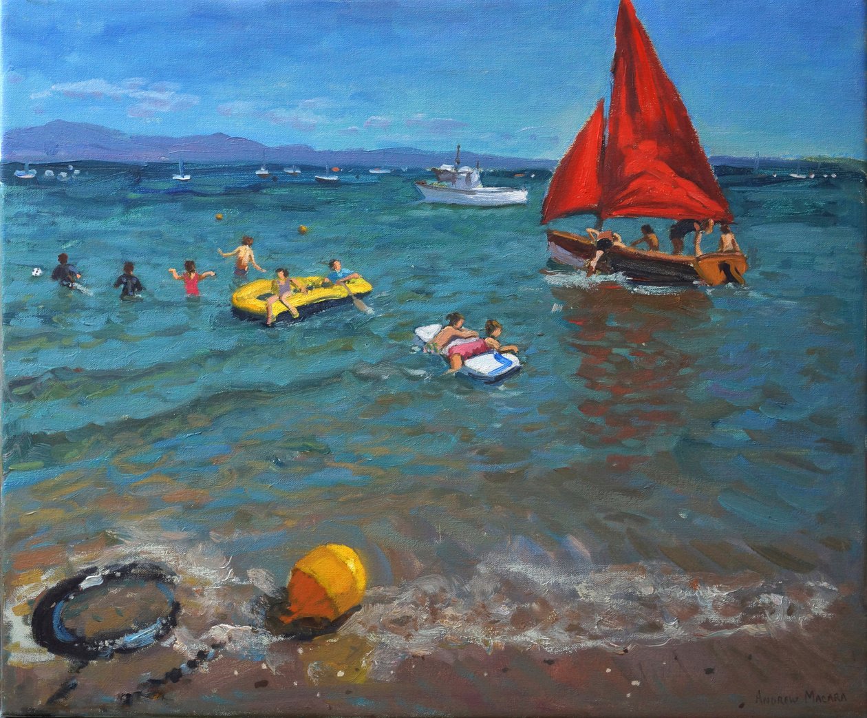Sárga bója és vörös vitorlák, Abersoch alkotó: Andrew Macara