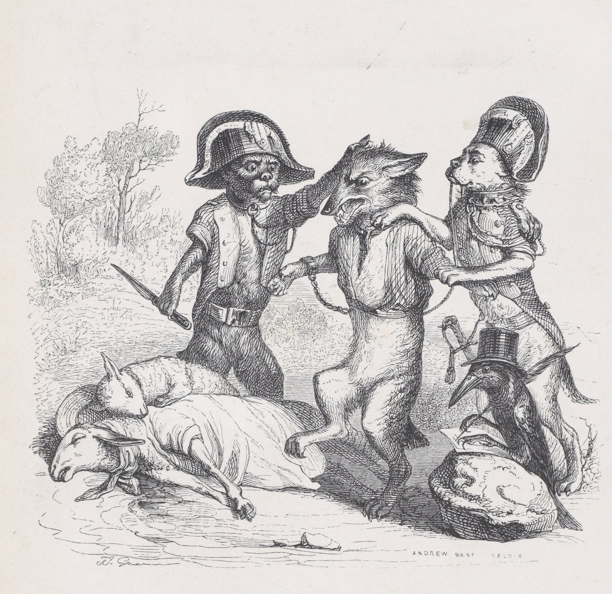 A támadás szerzője egy finom kis farkas a Jelenetek a közlegényből..., kb. 1837-47. alkotó: Andrew Best Leloir