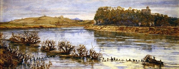 Folyói táj (akvarell papíron) alkotó: Andrew Brown Donaldson