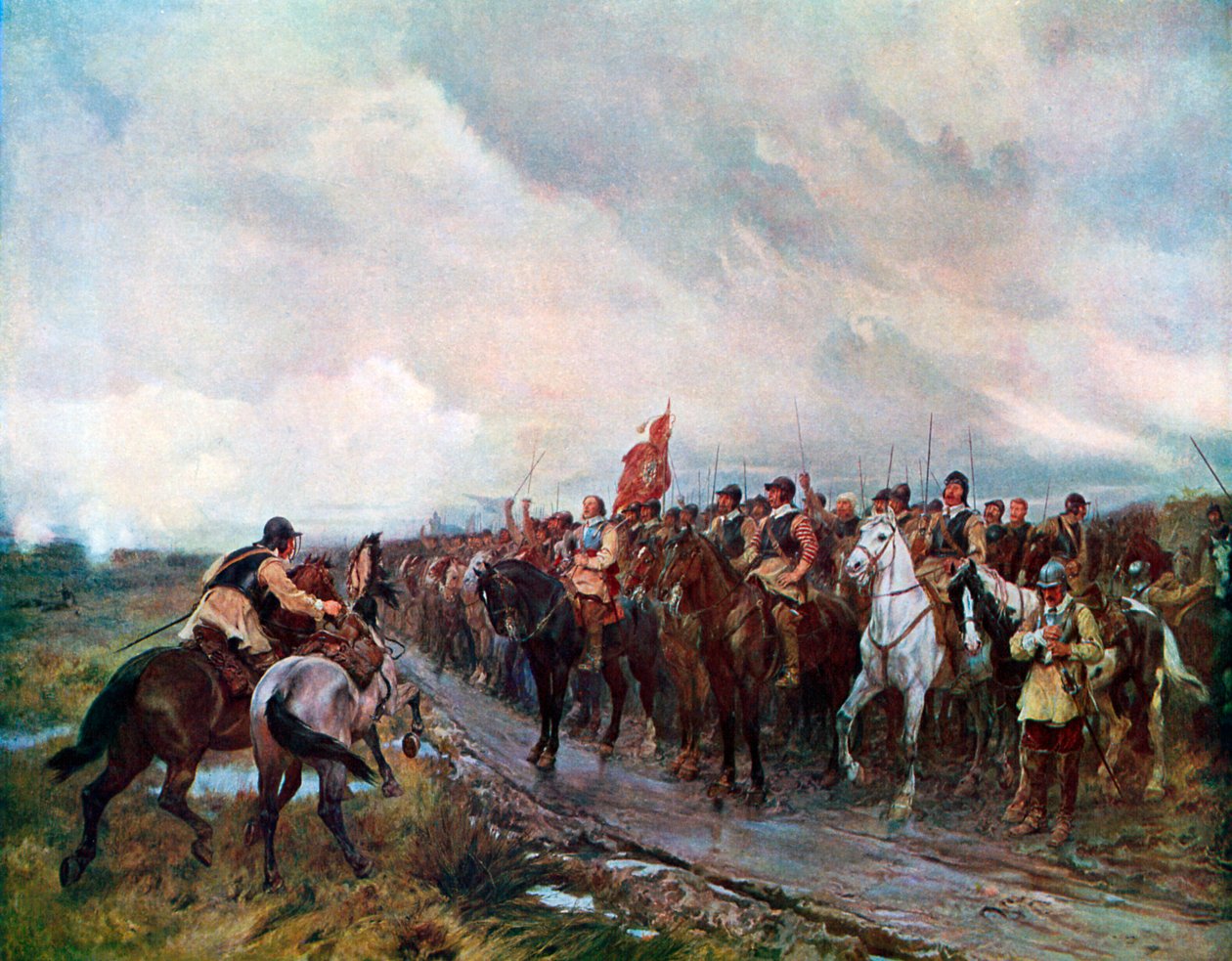Cromwell Dunbarban (színes litográfia) alkotó: Andrew Carrick (after) Gow