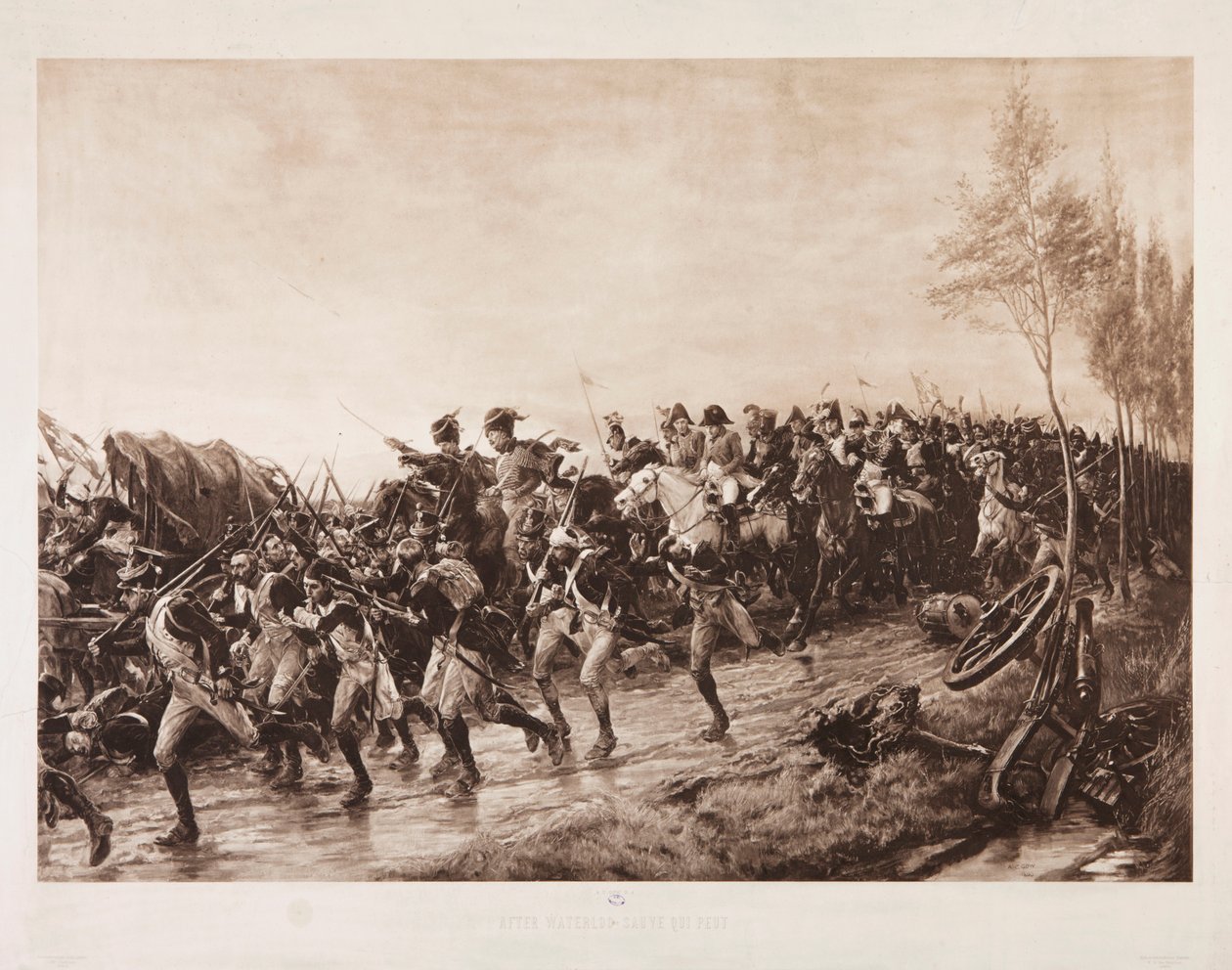 Waterloo után: Minden ember önmagáért, 1890 (szépia fotógravúr) alkotó: Andrew Carrick Gow